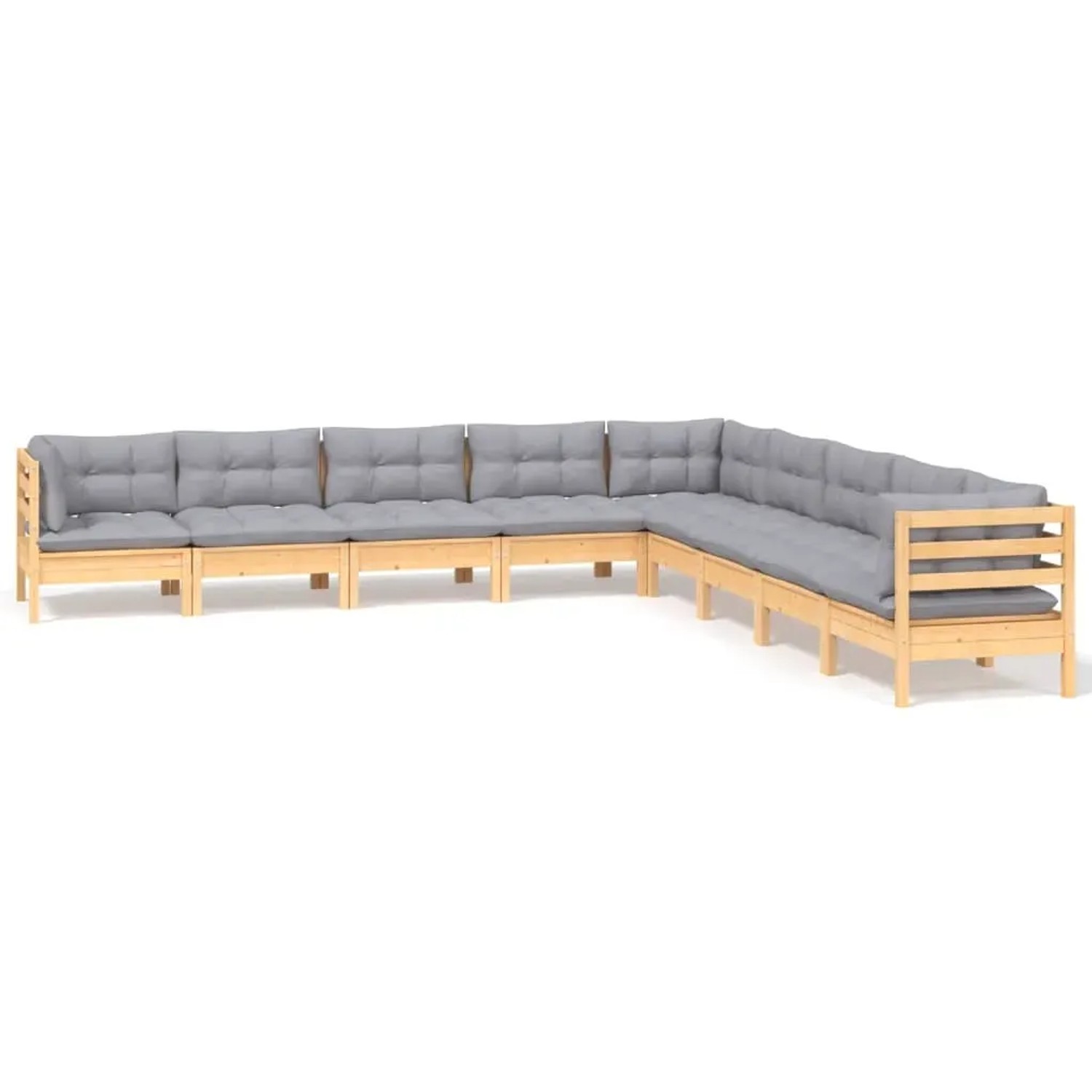 vidaXL 9-Tlg Garten-Lounge-Set mit Grauen Kissen Kiefer Massivholz 3096814 günstig online kaufen