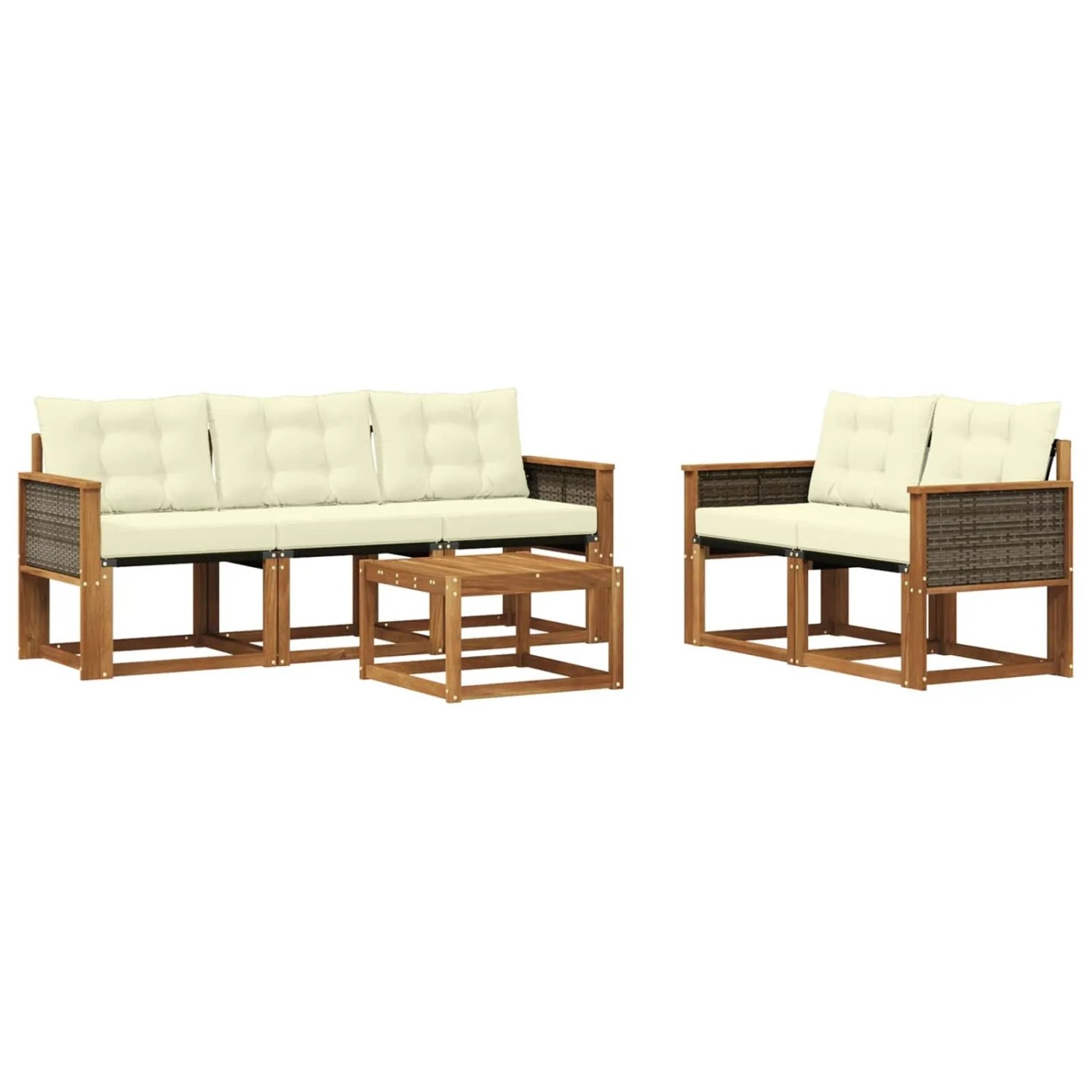 vidaXL Outdoor-Sofagarnitur mit Kissen 6 Stk Natur und Creme 3381770