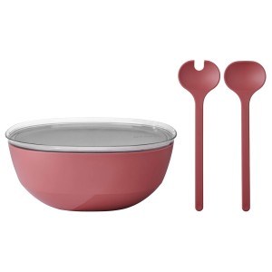 Mepal Servierschale Silueta Vivid Mauve mit Deckel und Salatbesteck (5L)