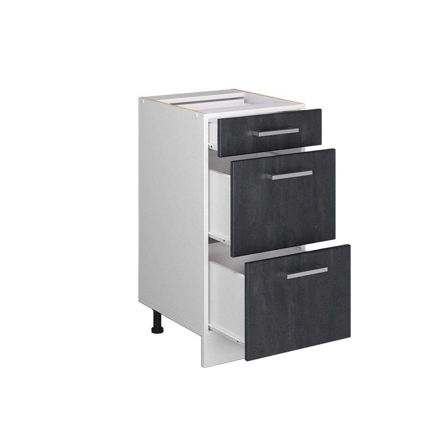 Vicco Küchenunterschrank R-Line Schubladenschrank für die Küche Schwarz Beton 40 cm AP Eiche mit Weiß Korpus_4