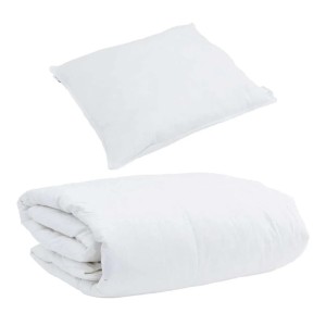 Weißes 2-teiliges Winterbettdecken-Set mit Kissen, Daunenfederfüllung, weich und voluminös.