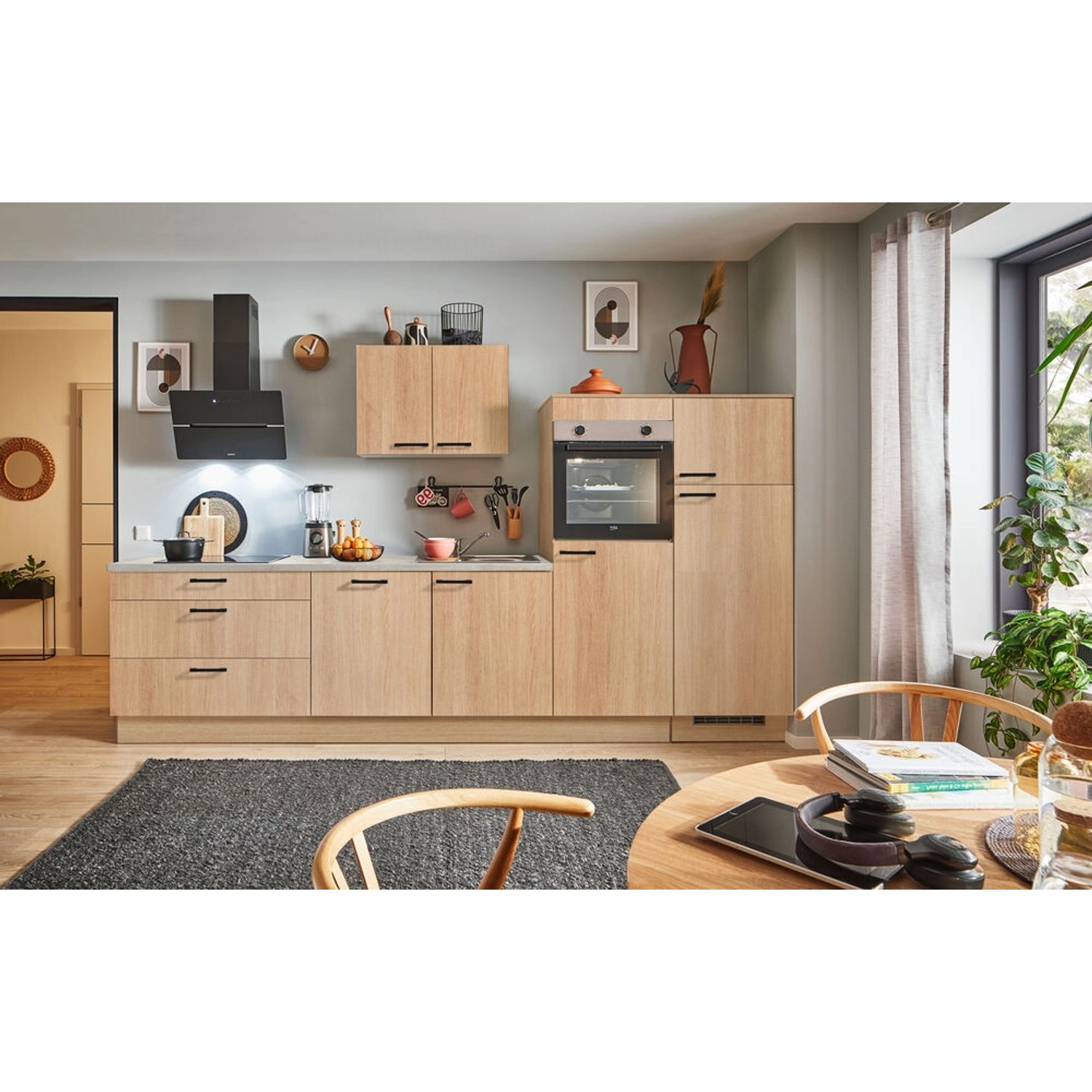 pino Küchenzeile 310 cm Eiche Aviva Anschlag rechts 2 Geräteschränke günstig online kaufen