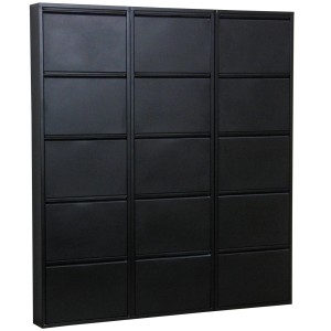 ebuy24 Pisa Schuhschrank mit 15 Klappen, Metall schwarz. Schuhkommode fertig montiert.
