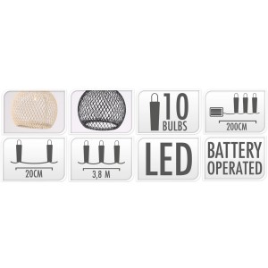 Produktabbildung der LED-Lichterkette mit 10 LEDs und 3,8 m Länge in verschiedenen Farben.