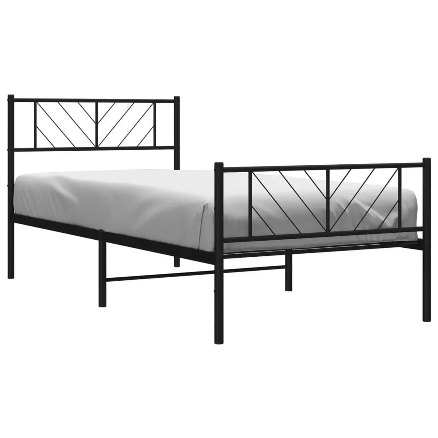 vidaXL Bettgestell mit Kopf- und Fußteil Metall Schwarz 75x190 cm 372187 günstig online kaufen