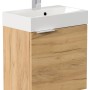 Posseik Badmöbel Cubi Slimline, Eiche Gold, 50 cm, mit Waschbecken für ein modernes Gäste-WC.