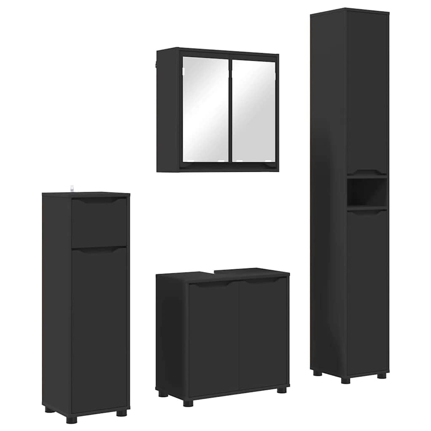 vidaXL Badezimmermöbel-Set mit Schubladen 4-Tlg Schwarz Holzwerkstoff 34038 günstig online kaufen