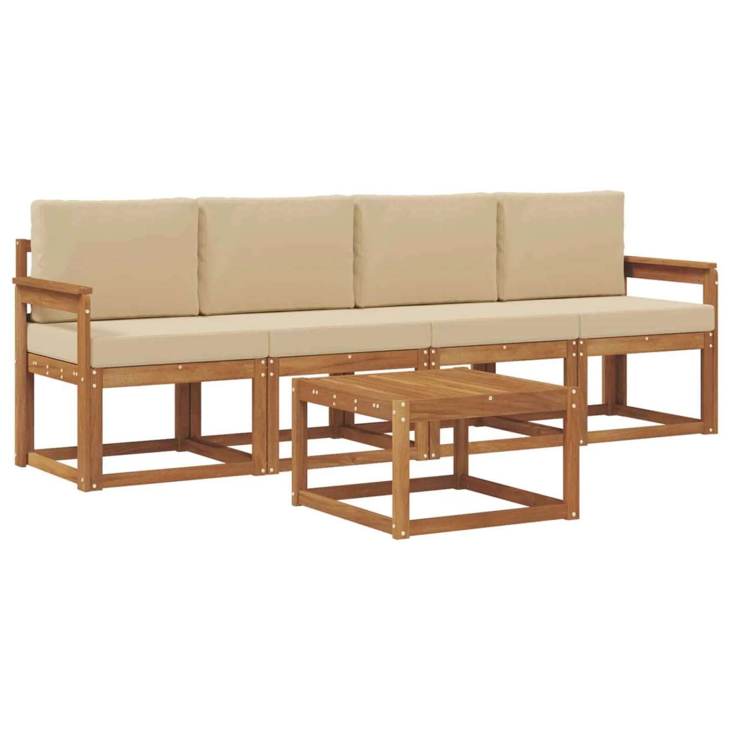 vidaXL Outdoor-Sofagarnitur 5 Stk Natur und Beige Massivholz Akazie 3365966