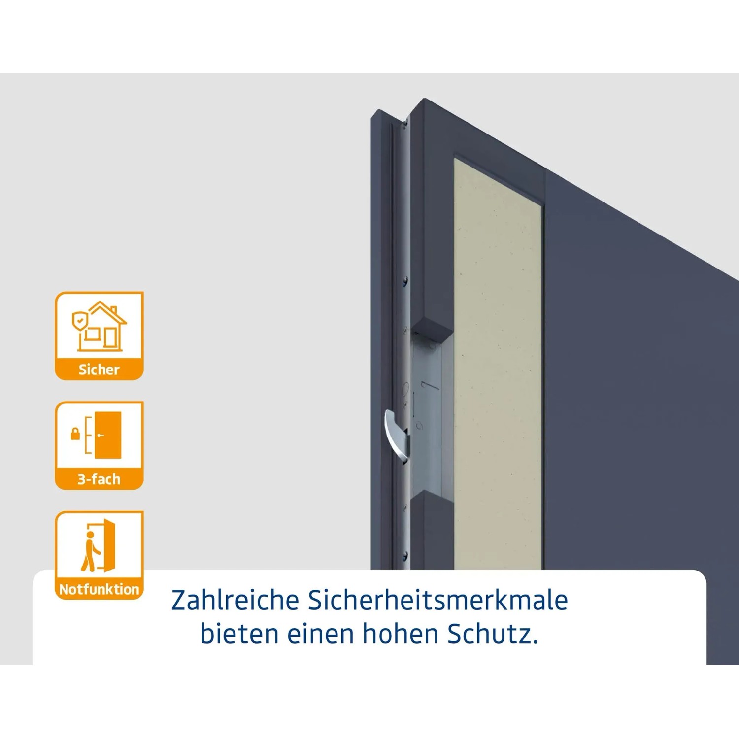 Detailansicht EcoStar Haustür Isopro IP 015 Dark Oak mit Mehrfachverriegelung.