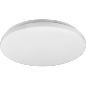 Weiße Reality LED-Deckenleuchte Kira mit Starlight-Effekt, geeignet für Wohn- und Schlafzimmer.