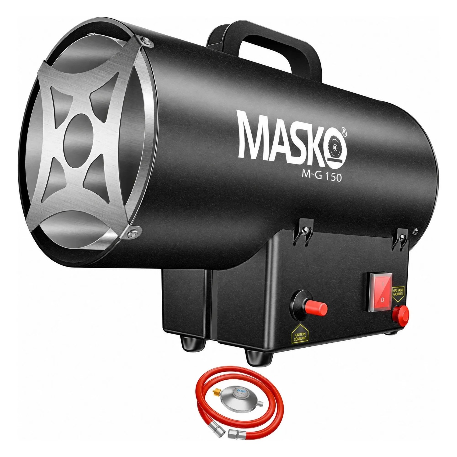 MASKO Gasheizgebläse mit Schlauch und Druckminderer 15 kW Schwarz
