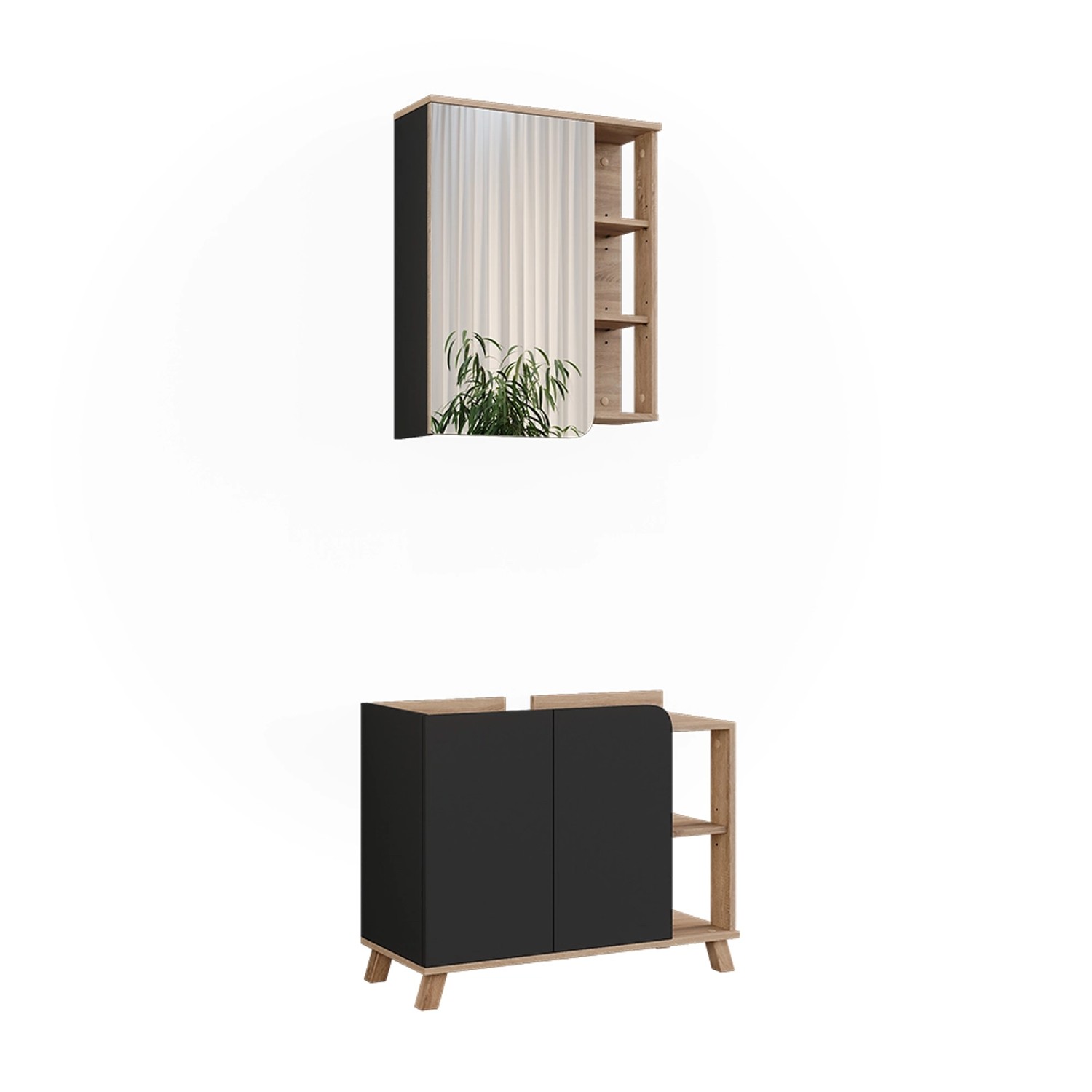 Vicco Badmöbel-Set Karen Sonoma/Anthrazit 2 Teile Opt 2 günstig online kaufen