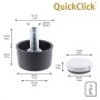 Wagner Couchfuß Lounge QuickClick, 4er Set, schwarz-silber, Ø 30 mm, mit Filzgleiter für Möbel.