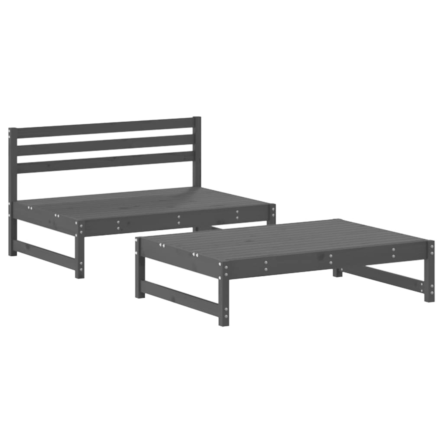 vidaXL 2-tlg Garten-Lounge-Set Grau Massivholz Kiefer