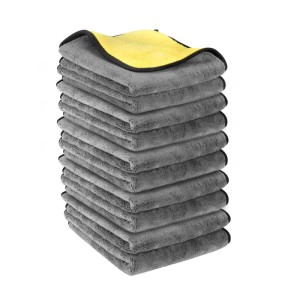 STAHLWERK Mikrofaser-Handtuch 10er Set, doppelseitig grau-gelb, 40x40cm. Ideal für Autopflege, Reinigung & Polieren.