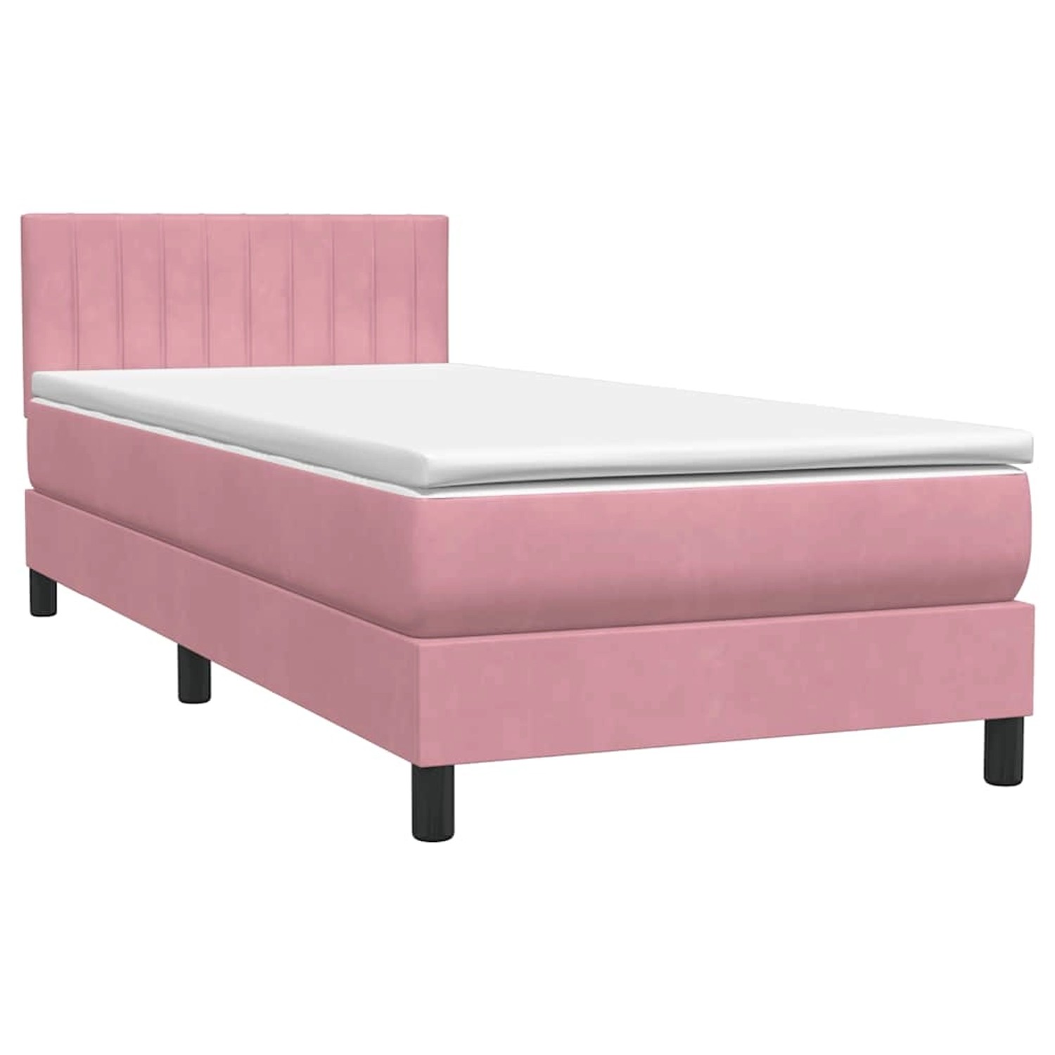 vidaXL Boxspringbett mit Matratze Rosa 80x220 cm Samt 3316430 günstig online kaufen