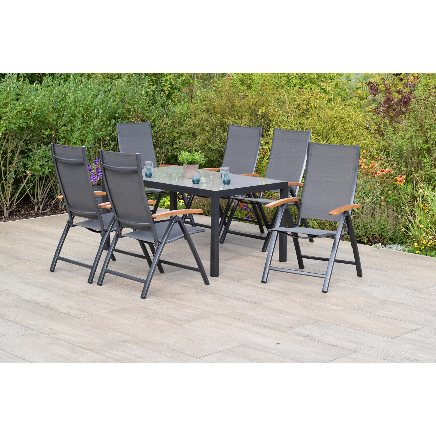 Merxx Toblino Set 7-tlg. mit Gartentisch 150 x 90 cm günstig online kaufen