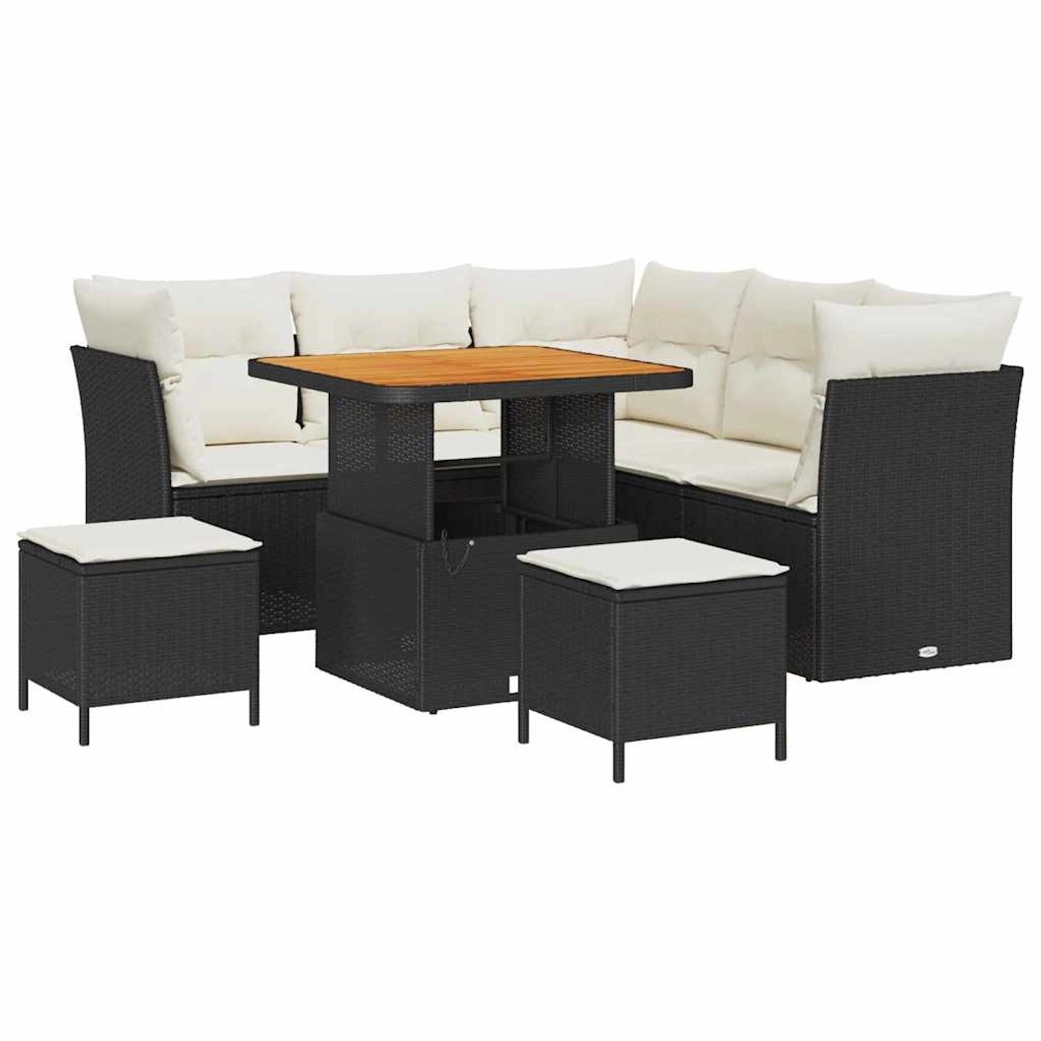 vidaXL 8-Teiliges Garten-Sofa-Set mit Kissen in Schwarz aus Poly Rattan und günstig online kaufen