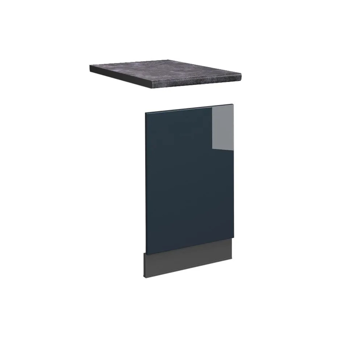 Vicco Frontblende Fame-Line Geschirrspüler Fronttür DunkelBlau Hochglanz 45 cm AP Anthrazit mit Anthrazit Korpus