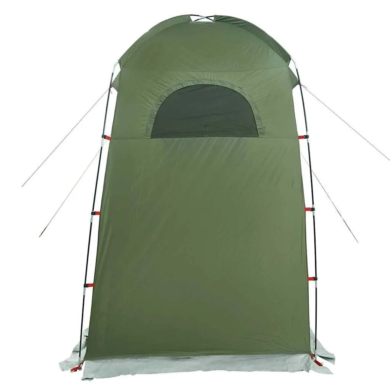 Olivgrünes vidaXL Duschzelt aus wasserfestem Polyester, mit Fenster und Abspannleinen, für Camping & Zubehör.