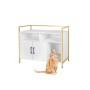 Relaxdays Katzenschrank Holzwerkstoff Stahl Weiß/Gold Mit 2 Türen 74 cm x 90 cm x 45 cm 20,6 kg
