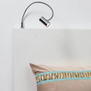Kalb LED Bettleuchte, silbergrau, 3W, warmweiß, 2er Set. Leseleuchte zur Montage am Nachttisch.