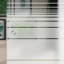 Glasschiebetür mit Siebdruck Dekor, horizontalen Streifen und rundem Griff. Glastür für Innenräume.