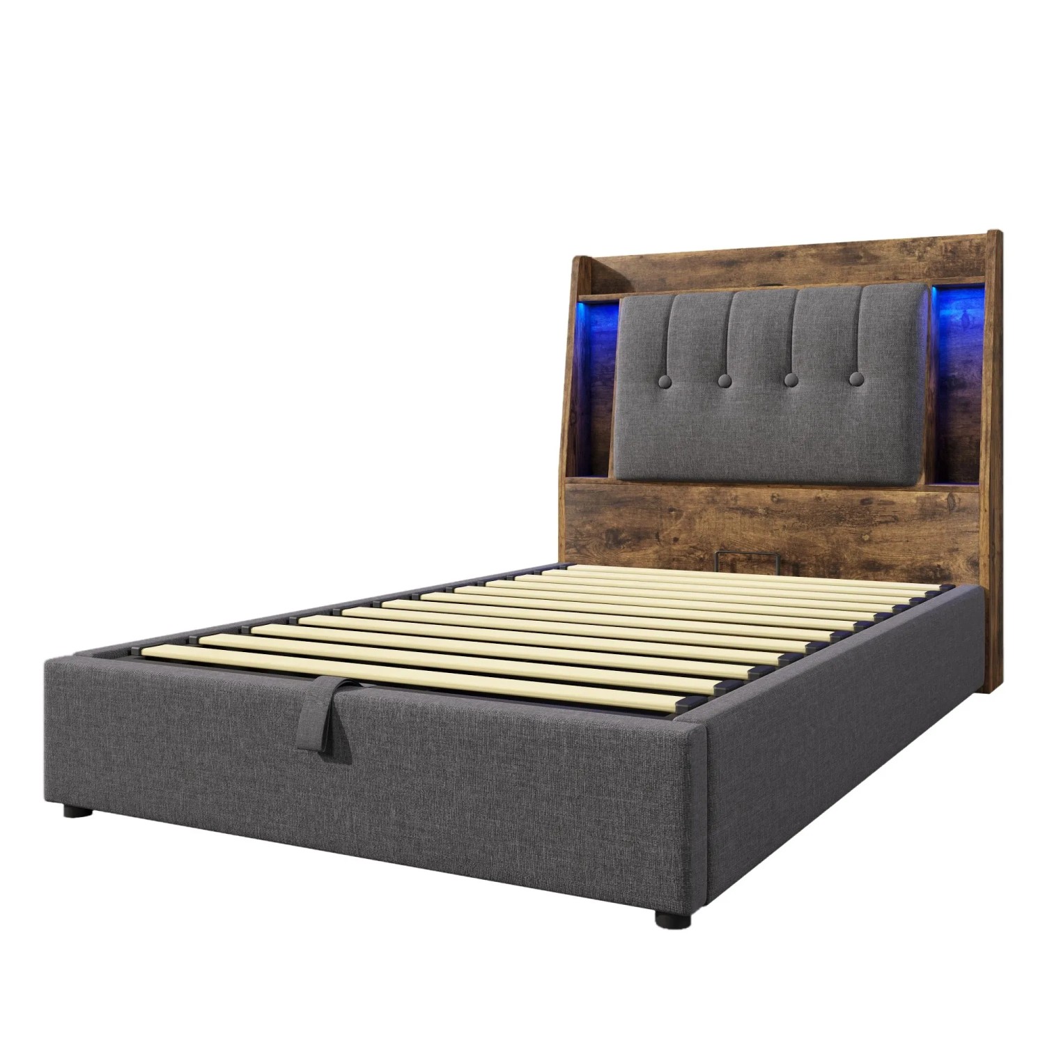 okwish Polsterbett 90x200cm mit Flip Top Stauraum Kinderzimmer Grau ohne Matratze
