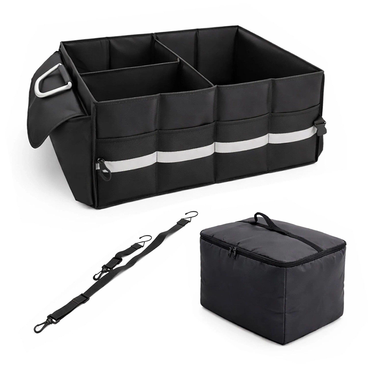 Relaxdays Kofferraumorganizer Polyester Schwarz Kühlfach 30 cm x 60 cm x 40 cm