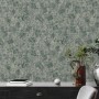 Livingwalls Vliestapete Uni Grün/Creme-Beige (53cmx10,05m) im Raum.