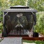 Schwarzer Sojag Pavillon London 424,3x299,3x310 cm mit Moskitonetz und Doppeldach im Garten.