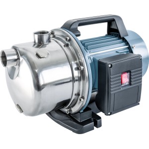 Gartenpumpe 1100 W GP 4600/E für Bewässerung mit Edelstahlgehäuse und Tragegriff.