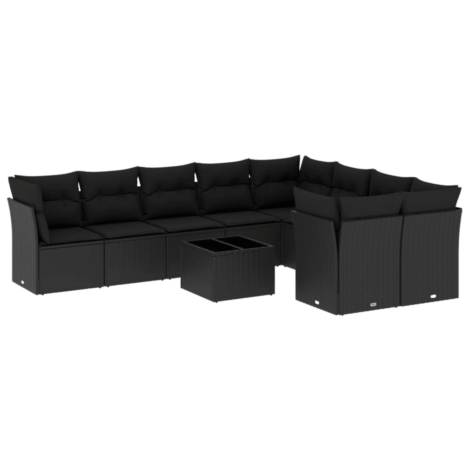 vidaXL 10-tlg Garten-Sofagarnitur mit Kissen Schwarz Poly Rattan Modell 24 günstig online kaufen