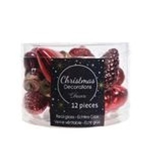 Kaemingk Weihnachtsbaumkugeln Glas Blueten Sterne Herzen Zapfen 12 Stueck Ansichtsfarbe Rot