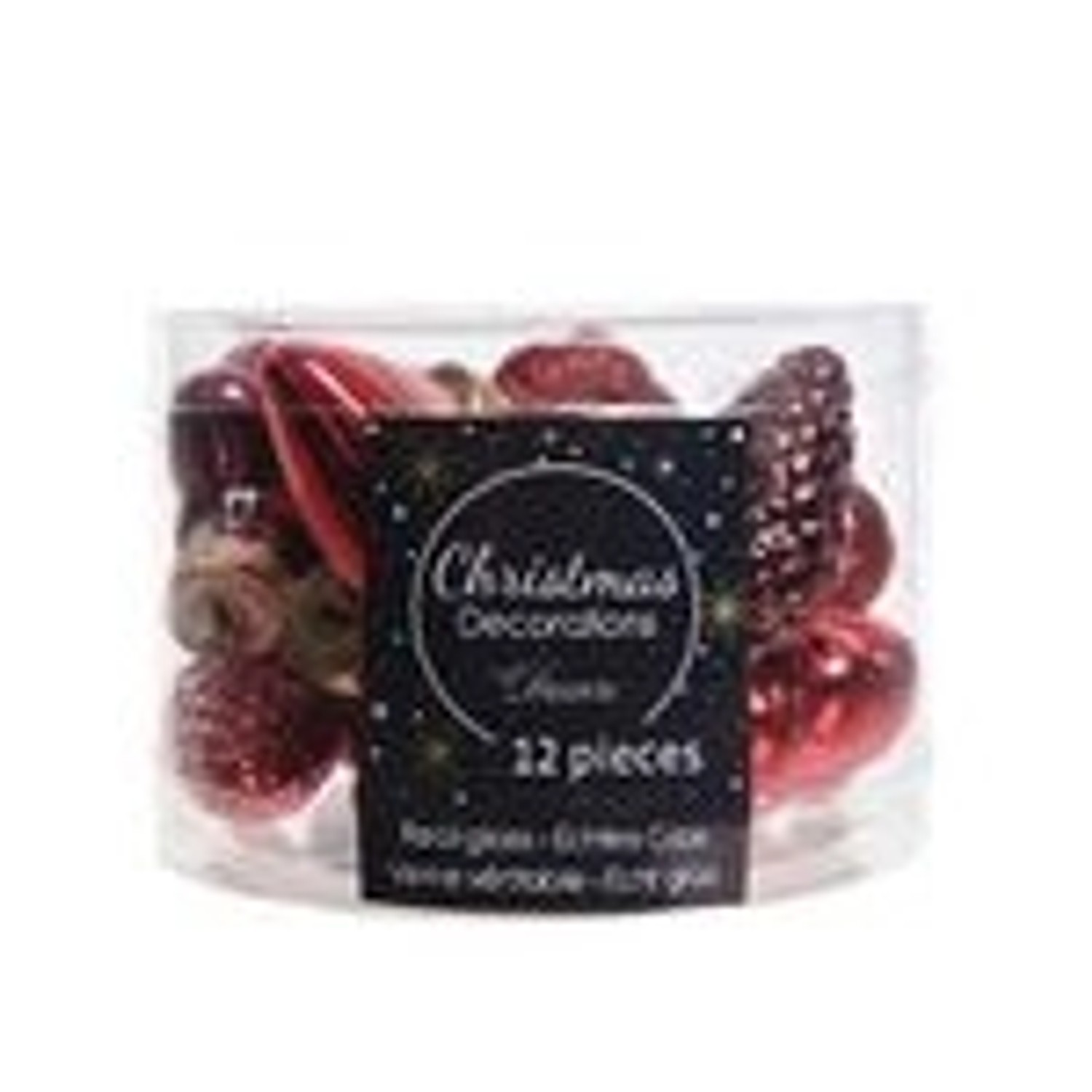 Kaemingk Weihnachtsbaumkugeln Glas Blueten Sterne Herzen Zapfen 12 Stueck Ansichtsfarbe Rot