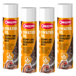 4 Sprühdosen OWATROL OIL Rostschutz Öl, farblos, für Auto, Kfz und Metall. Rost stoppen und stabilisieren.