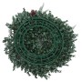 Rückseite eines grünen künstlichen Weihnachtskranzes mit roten Beeren und Zapfen, Ø 45cm.
