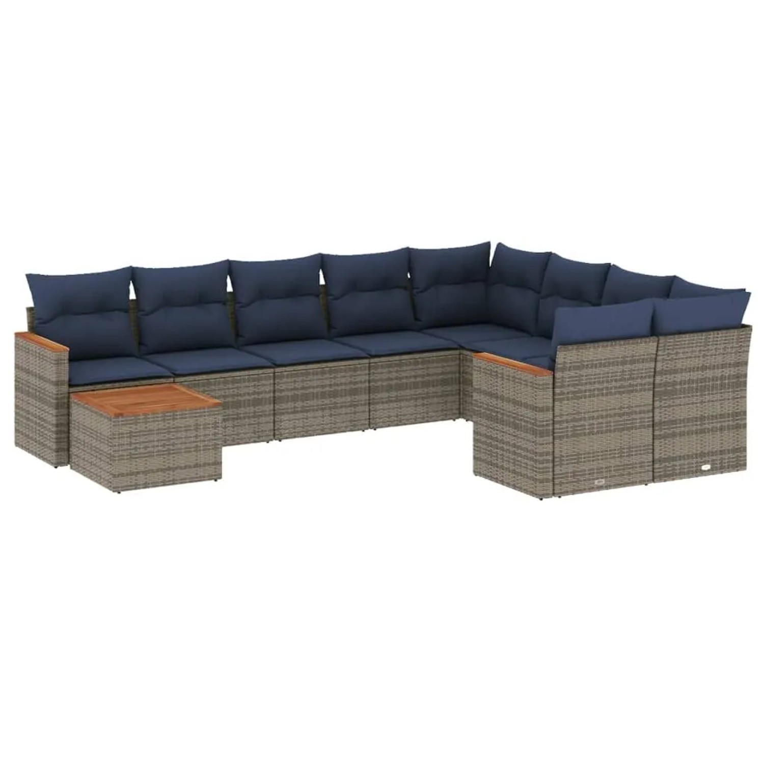 vidaXL 10-Tlg Gartensofa-Set mit Kissen Grau Polyrattan 3226320 günstig online kaufen