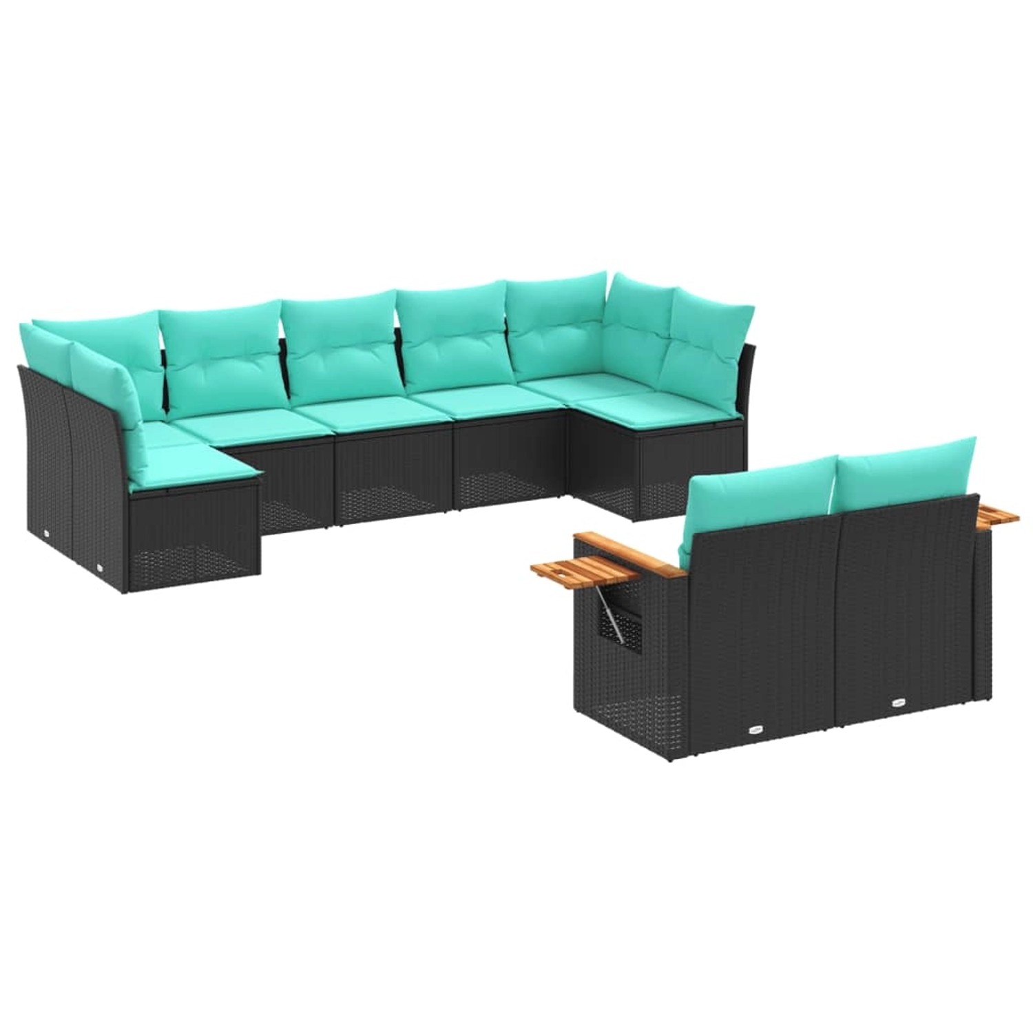 vidaXL 9-Tlg Garten-Sofagarnitur mit Kissen Schwarz Poly Rattan 3227128 günstig online kaufen