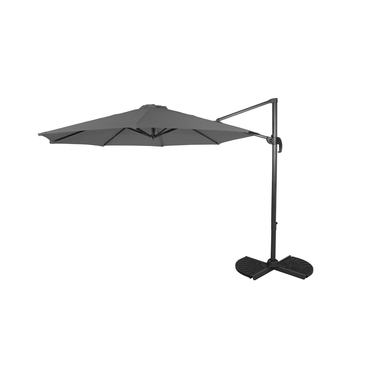 DELUKE Ampelschirm ULLA Ø 300cm Anthrazit Aluminium Sonnenschirm mit Ständer UV-Schutz Aluminium Wasserabweisend