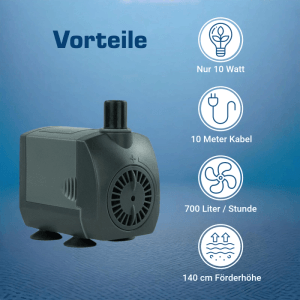 Kerry Electronics Teichpumpe: Leise 700 l/h Pumpe für Aquarien & Springbrunnen.