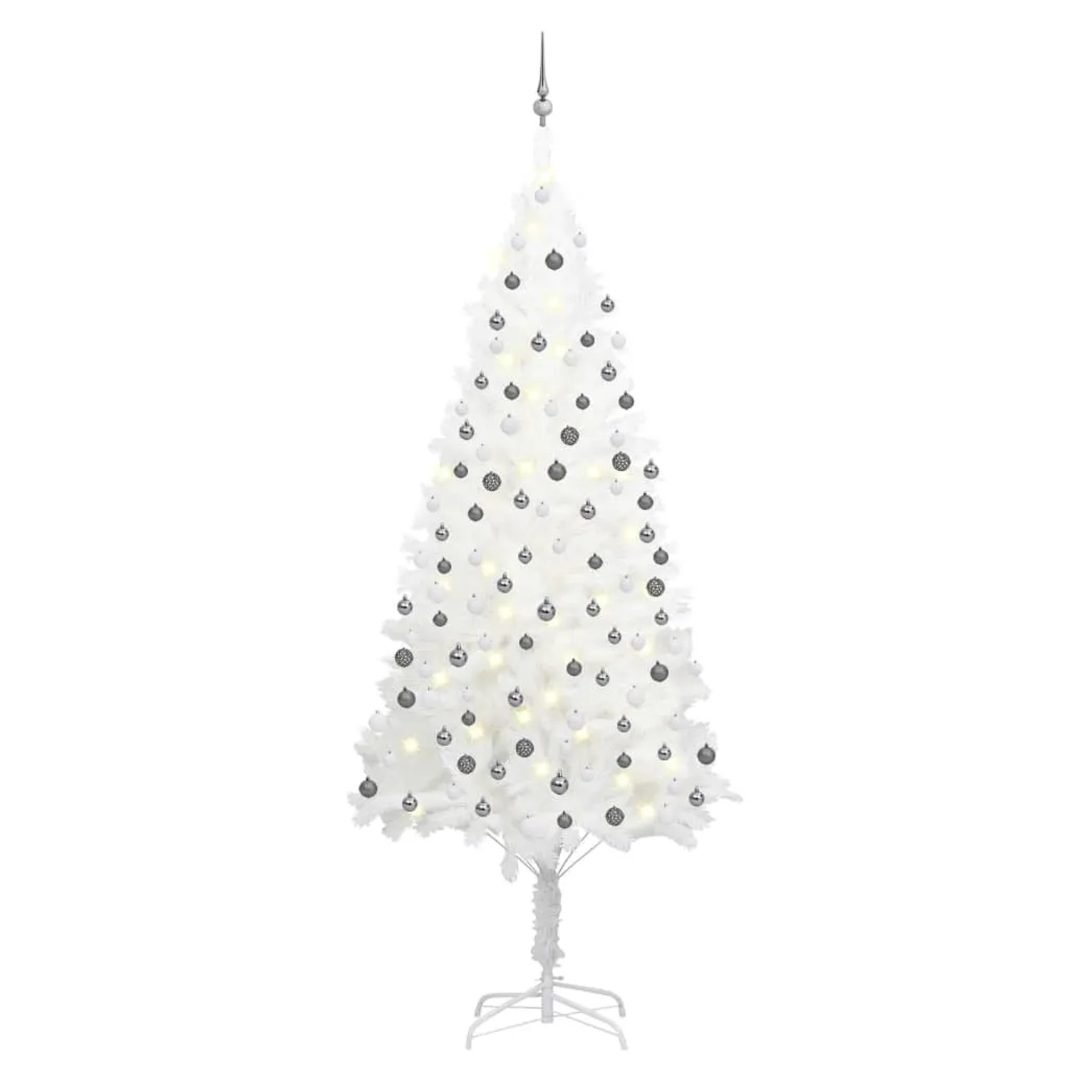 vidaXL Künstlicher Weihnachtsbaum mit LEDs & Kugeln Weiß 240 cm Modell 3