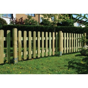 Druckimprägnierter Staketenzaun, 180x85 cm, Nadelholz, grüne Imprägnierung. Gartenzaun zur Grundstücksbegrenzung.