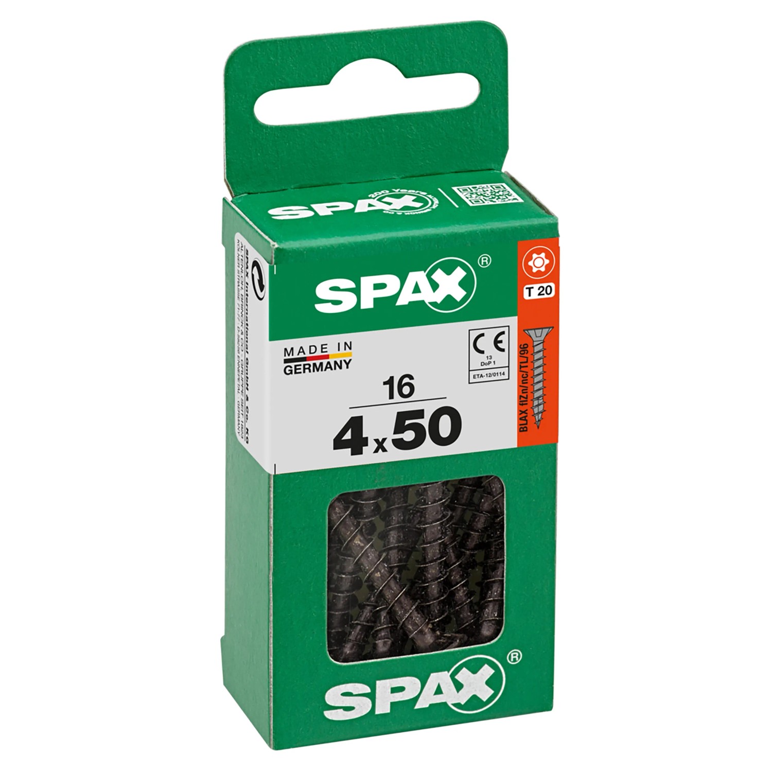 Spax Universalschraube VGW TSP Verzinkt 4 mm x 50 mm Schwarz 16 Stück