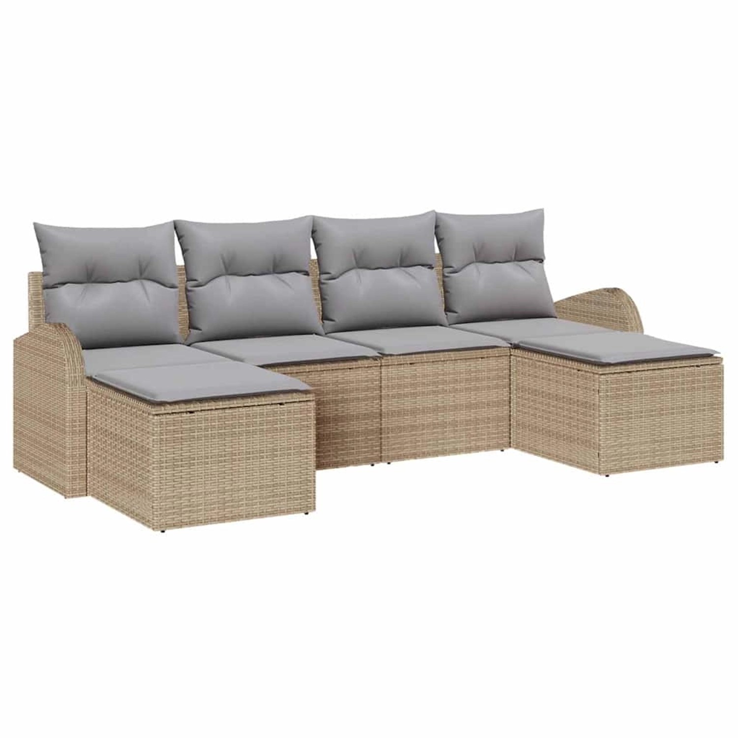 vidaXL Garten-Sofa-Set mit Kissen 6-Tlg Beige Poly Rattan 3346150 günstig online kaufen