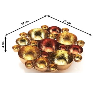 Kobolo Kerzenhalter Bubble: Runde Dekoschale aus Metall in Gold und Bronze für Kerzen und Deko.