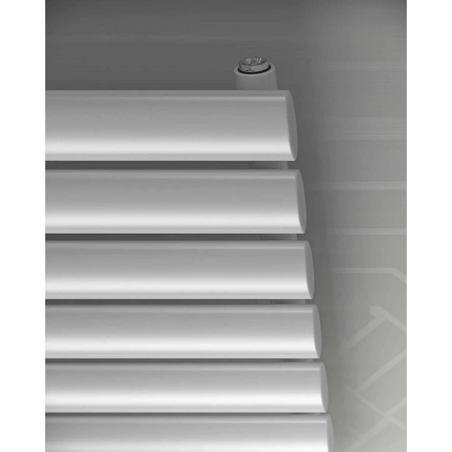 Weißer Ximax Raumheizkörper Fortuna Horizontal (584x1200mm, 758W) mit horizontalen Paneelen.