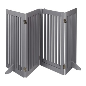 Relaxdays Absperrgitter MDF Grau mit Tür Zusammenklappbar 92 cm x 207 cm x 30 cm 14,2 kg