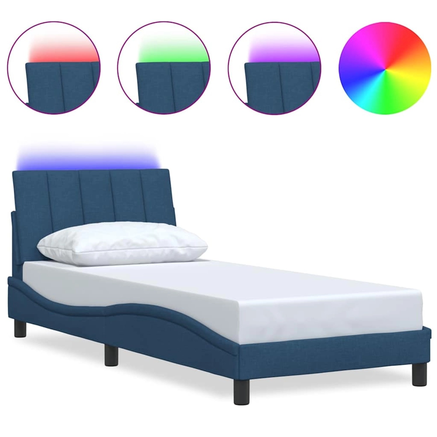 vidaXL Bettgestell ohne Matratze Hanko Blau 90x200 cm Stoff 3310439 günstig online kaufen