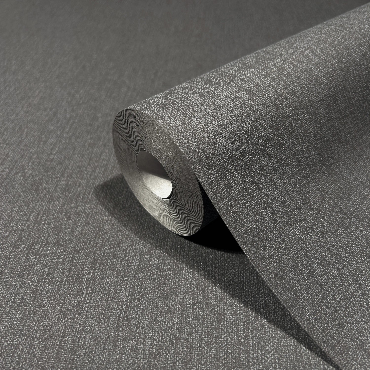 Rolle schwarze Marburg Vliestapete GZSZ Textiloptik Uni, 10,05x0,53m, für Wandgestaltung.